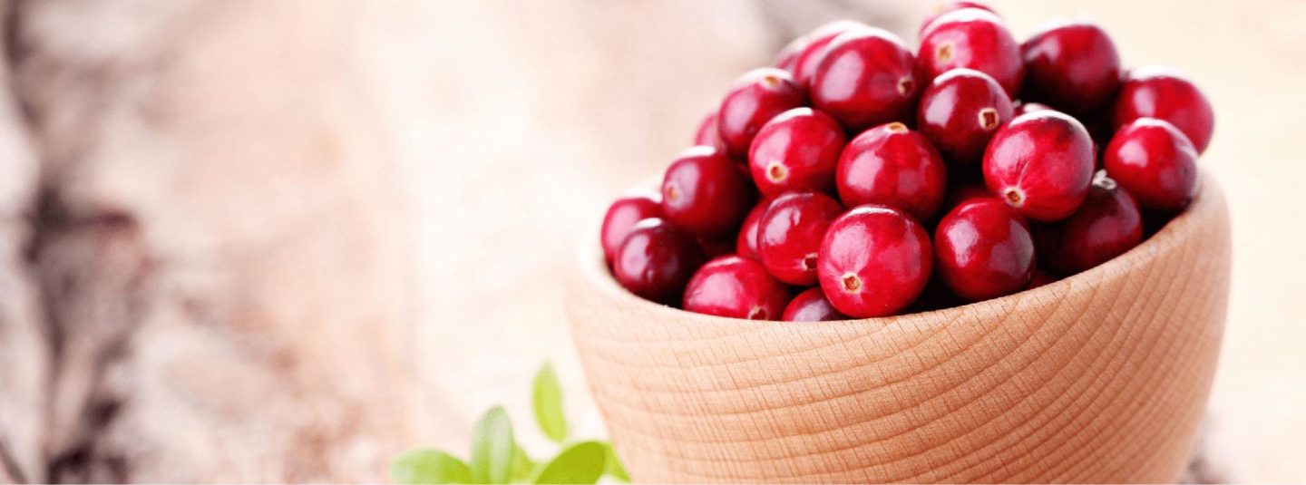 cranberries in wooden bowl